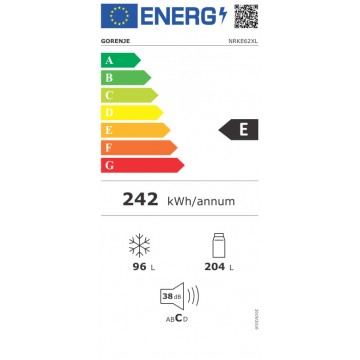 Gorenje NRKE62XL Ψυγειοκαταψύκτης Total NoFrost Υ185xΠ60xΒ59.2εκ. Inox